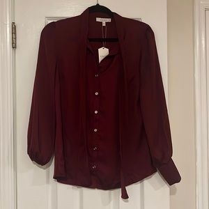 Wine colored satin blouse